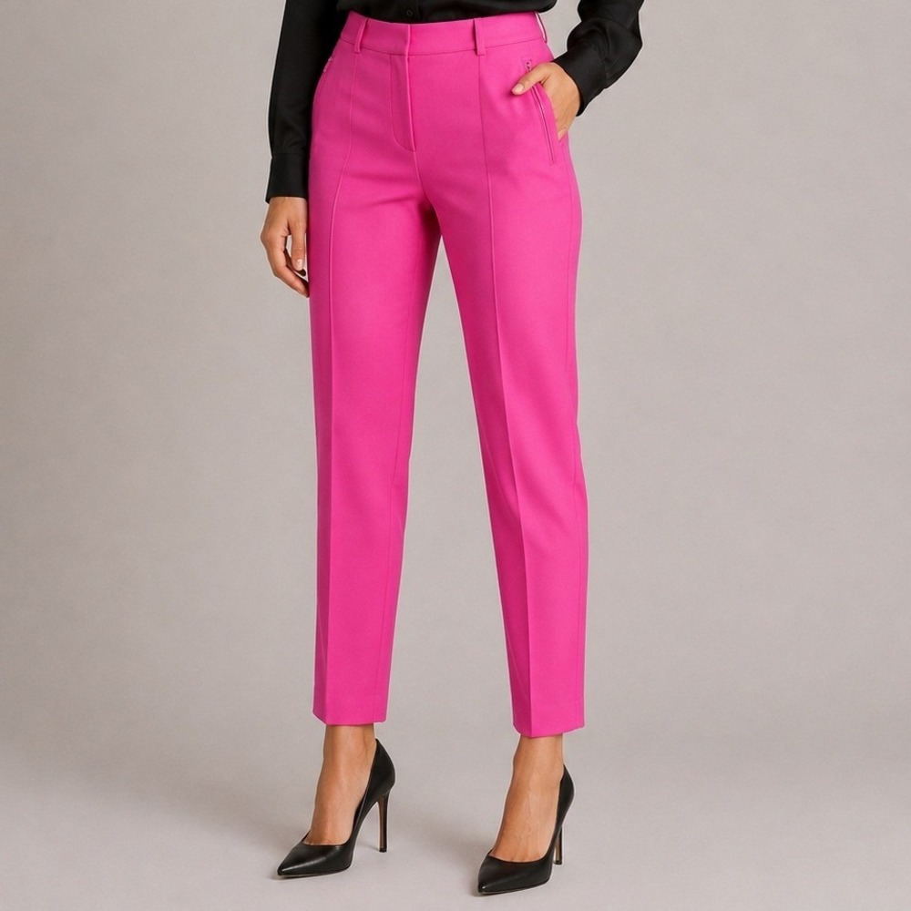 Akris Punto Womens Fuchsia Pink Tailored Tapered Leg Dress Pants Size 12 US